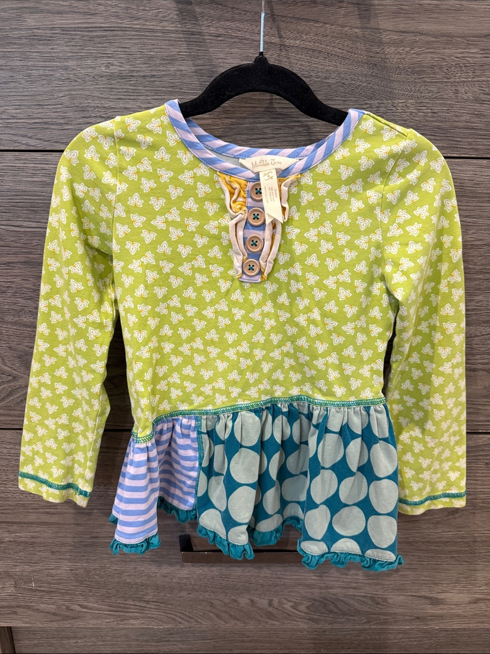 Matilda Jane Lime Green & Teal Long-Sleeve Peplum Top